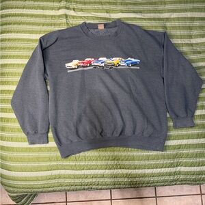 George Men's Charcoal Sweater with Classic Car Design
